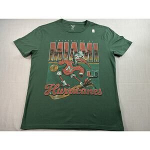 Hollister x Blue84 Miami Hurricanes T-Shirt Men's Med Retro Sebastian Green NCAA